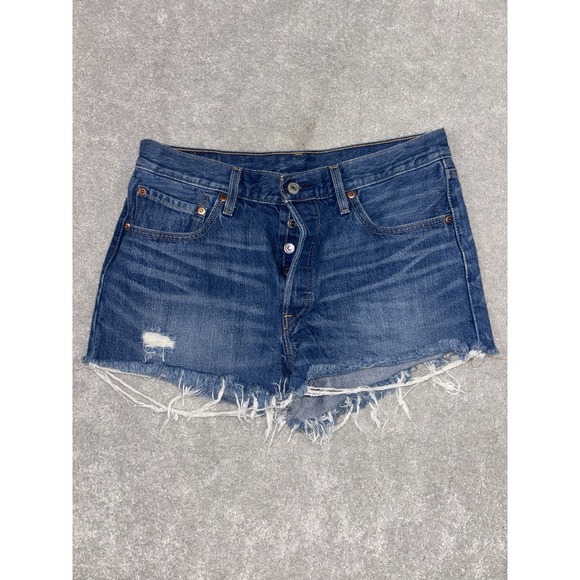 Levi's Pants - Levis Shorts Womens 31 501 Button Fly Cut‎ Off Distressed Denim Shortie